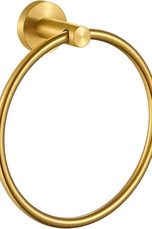 APLusee Towel Ring for Bathroom Wall, Brushed Gold Hand Towel Ring Holder, Heavy Duty SUS 304 Stainless Steel Modern Bathroom Accessories