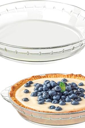 2-Pack (7"/8") Glass Baking Dish Set, Round Pie Glass Bakeware Pie Baking Dishes with Handles for Snacks Salads Desserts Dishwasher, Microwave, Freezer & Oven Safe