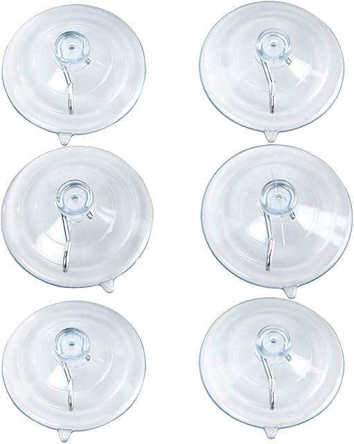 BEADNOVA Suction Cup Hooks 2.5 Inches Suction Cup Hook for Window Glass Wall (6 Packs)