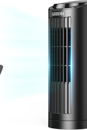 13" Bladeless Tower Fan with 3 Speeds, 4 Mode (AI, Normal, Natural, Sleep), Touch Screen + Remote Control, 12H Timer, 80° Oscillation, Fast Cooling, Desk Fan for Bedroom Home Office Desktop