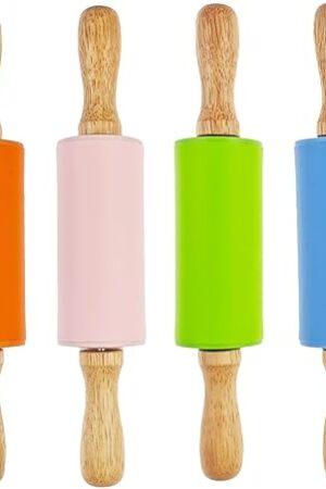 6 Pack Small Rolling Pin for Kids, Kids Rolling Pin for Home Kitchen (6 colors) (9 Inch)