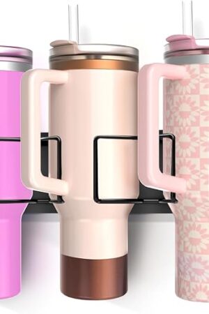 1 Pack, Magnetic Stanley Cup Holder, Stanley Cup Organizer for Refrigerators/Ovens/Coffee Machines, 3 Cup Slots, Supports 10 lbs, Suitable for 40/30 oz Stanley, Gift