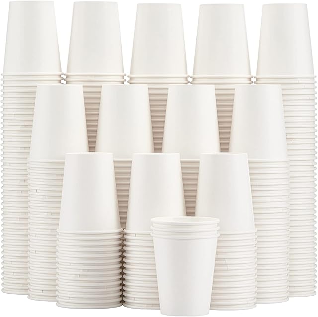 Lamosi 300 Pack Paper Cups 8 oz, Disposable Coffee Cups, Paper Coffee Cups 8 oz, White Hot/Cold Beverage Drinking Cup for Water Juice or Tea, Office Party Home Travel