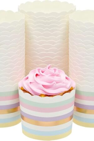 50-Pack Pastel Cupcake Liners - Large Paper Baking Cups for Birthdays, Home Baking, Bake Sales, Bridal Showers (2.2 In)