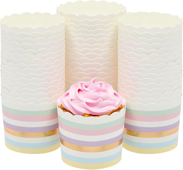 50-Pack Pastel Cupcake Liners - Large Paper Baking Cups for Birthdays, Home Baking, Bake Sales, Bridal Showers (2.2 In)
