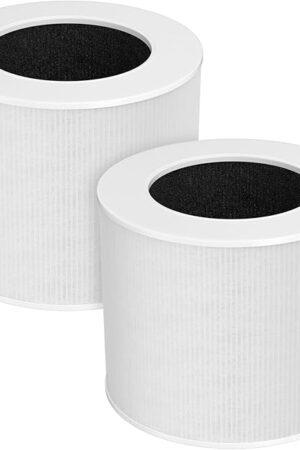 2-Pack Core Mini Air Purifier Replacement Filter Compatible with LEVOIT Core Mini Air Purifier, 3-in-1 True HEPA Filter, High-Efficiency Activated Carbon, Replace Core Mini-RF, White
