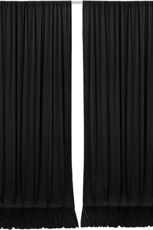AK TRADING CO. 10 feet x 10 feet IFR Polyester Backdrop Drapes Curtains Panels with Rod Pockets - Wedding Ceremony Party Home Window Decorations - Black