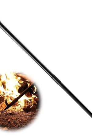 BsBsBest Fire Poker for Fire Pit, 46 Inch Extra Long Portable Campfire Poker for Fireplace, Camping, Wood Stove, Outdoor and Indoor Use, Rust Resistant Stainless Steel Black Finish