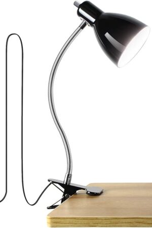 Desk lamp Eye-Caring Table Lamps, 360°Rotation Gooseneck Clip on Lamp Reading Light Portable Reading Book Light Clamp Study Desk Lamps for Bedroom and Office Home Lighting (Black)