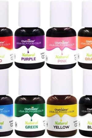 Chefmaster - Natural Liqua-Gel Food Coloring Kit - Natural Gel Food Coloring - 8 Count Pack - Plant-Based Ingredients, Naturally Vibrant Colors, Blends Easily - Made in the USA