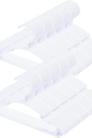 100 Pack White Baby Nursery Closet Hangers, Non-Slip Laundry Infant Pant Hanger for Newborn Clothes Gift, Ultra-Thin Plastic Hanger for Girl Boy Toddler Kid
