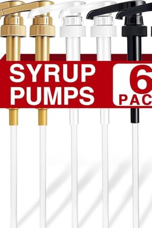 6 Pack Syrup Pumps Leak Proof Coffee Syrup Dispenser, Fits 25.4 Oz Coffee Flavoring Syrup Bottles, Great for Home & Coffee Bar Drinking Mixes, Cocktails, Beverage