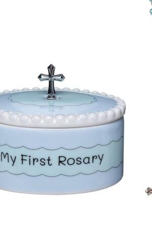 Blue My First Rosary and Keepsake Box, Catholic Baptism Gifts for Boys, Blessed First Communion Gifts for Boys or Girl Christening from Godparents