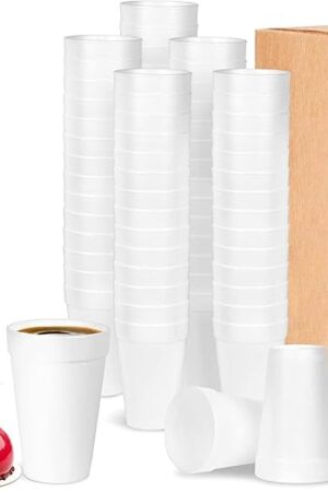 12 Oz Foam Cups (100 Pack) Lightweight Insulated Foam Cups for Coffee, Cold Drinks & Other Hot Beverages - Disposable Drinking Cups for Parties, Picnic, BBQ, Travel, & Events (100 Pack)