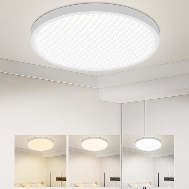 Ceiling Light - 12 Inch, 24W, Flat, Round, White - LED Flush Mount Light Fixtures for Bedroom (1)