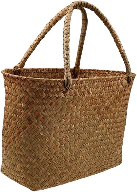 Cabilock Seagrass Woven Flower Baskets Handmade Storage Basket Sturdy Foldable for Corridor Living Room
