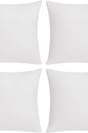 Deconovo Decorative Throw Pillow Covers - Set of 4 Soft Linen Cushion Covers, 18x18 Inch, Green & Machine Washable Pillowcases for Sofa, Bedroom, Living Room Décor, White