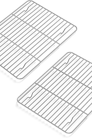 2 Pack Cooling Rack for Baking Stainless Steel, Heavy Duty Wire Rack Baking Rack, 11.7" x 9.4" Cooling Racks for Cooking, Fits Small Toaster Oven, Dishwasher Safe