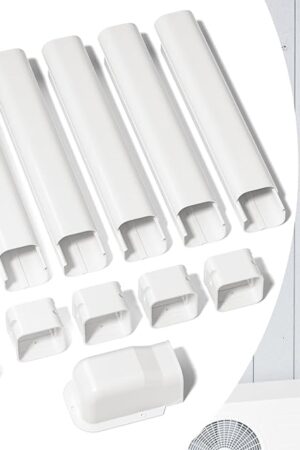 3" W 7.5 Ft Mini Split Line Set Cover Kit Air Conditioner Decorative PVC Line Cover Kit for Central Air Conditioner Mini Split AC Cover for Outside Heat Pumps Tubing Cover