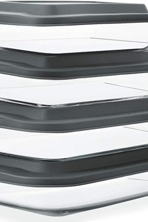 8-Piece Deep Glass Baking Dish Set with Plastic lids,Rectangular Glass Bakeware Set with Lids, Baking Pans for Lasagna, Leftovers, Cooking, Kitchen, Freezer-to-Oven and Dishwasher, Gray