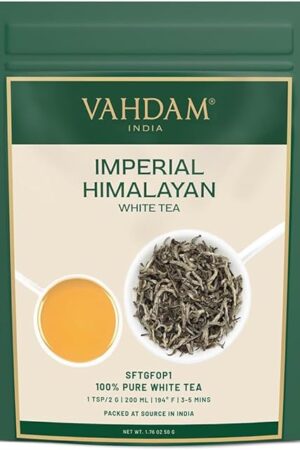 VAHDAM Imperial White Tea Leaves From Himalayas (25 Cups/1.76oz) | High Elevation Grown | Pure Unblended | Vacuum Sealed | Loose Leaf Tea