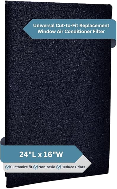 Activated Carbon Air Filter Pad - 24"x16" Cut To Fit AC & Furnace Filter - Removes Dust, Pollen, Pet Odors & VOCs, Versatile for Window Units, RV, Air Purifier, & Vents, Made in USA