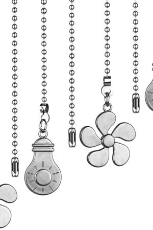 Ceiling Fan Pull Chain Kit - 4PCS 12 Inch Extension with Ball Chains Connector (Silver Nickel)