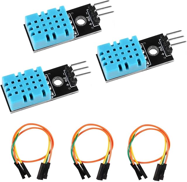 WWZMDiB DHT11 Temperature and Humidity Sensor 3.3V-5V Humidity Measure 20%-95% Temperature Measure 0-50℃ for arduino (3Pcs DHT 11)