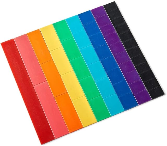 The hand2mind Plastic Rainbow Blank Fraction Tiles, Montessori Math Materials for Kids to Learn Fraction Equivalence Math Manipulatives 4th Grade Fraction, Homeschool Supplies (Set of 51)