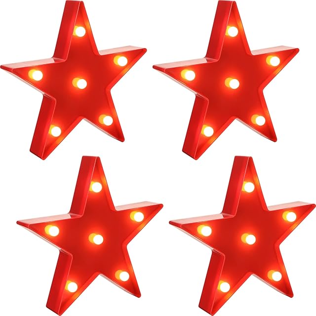 Jutom Star Night Lights LED Desk Lamp Red