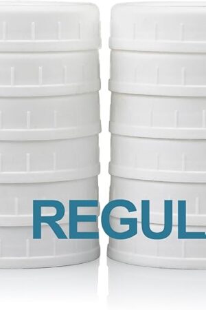 12 Pack REGULAR MOUTH Mason Jar Lids for Ball, Kerr and More - Plastic Storage Caps for Mason Jars, Canning Jars - Leakproof, Dishwasher Safe & Food Grade - White