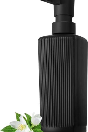 Black Soap Dispenser, Dish Soap Dispensers for Kitchen, Hand Soap Dispenser for Bathroom, Glass Ribbed Liquid Lotion Soap Dispensers with Pump