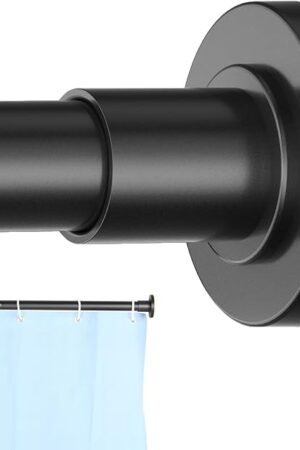 Black Shower Curtain Rod 31 to 80 Inch,1 Inch Diameter Adjustable Spring Tension Stainless Steel Telescoping Rod,Easy Install,No Rust