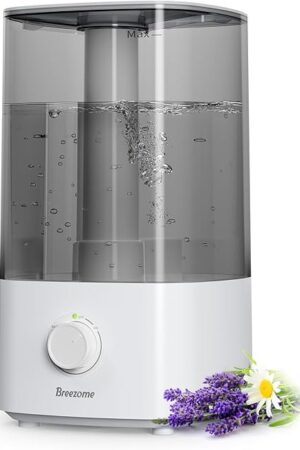 BREEZOME 4L Humidifiers for Bedroom, Essential Oil Diffuser, Top Fill Cool Mist Ultrasonic Humidifiers for Baby, Plants, Nursery, Humidifier for Large Room Last up to 50 Hours, Quiet Operation