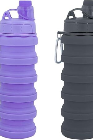 Collapsible Water Bottle 500ml Silicone with Mountaineering | Reusable & Water-proof | Includes Buckle | Portable for Sports | For Camping & Travel