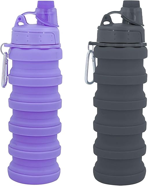 Collapsible Water Bottle 500ml Silicone with Mountaineering | Reusable & Water-proof | Includes Buckle | Portable for Sports | For Camping & Travel