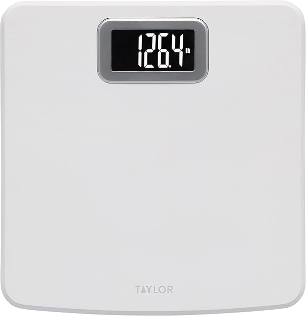 Taylor Digital Scale for Body Weight, High 400 LB Capacity, Easy to Read Readout Display with Silver Bezel Accent, Durable Platform, White
