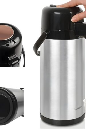 Airpot Coffee Carafe for Keeping Hot,102oz/3L Coffee Dispenser Thermal with Pump,Insulated Stainless Steel Hot Beverage Dispenser for Parties,Thermal Carafe for Hot Drinks Water Tea Chocolate