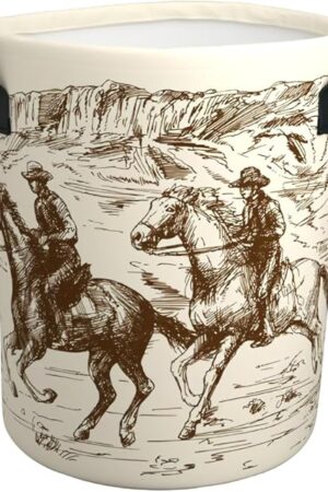 Western Cowboy Desert Riding Cute Kids Laundry Basket Baby Nursery Hamper Western Room Decor Foldable Oxford Cloth Funny Tote Clothes Storage Bucket Toy Organizer For Bedroom, Bathroom Teen Girls Boy