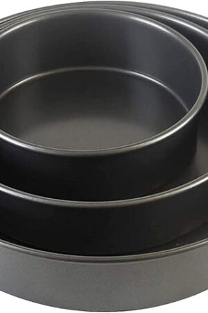 Chicago Metallic Professional 3-Piece Round Cake Pan Set of 6, 8, 10 inch Premium Nonstick Bakeware, Heavy-Weight Carbon Steel for Even Baking, Perfect for Layer Cakes