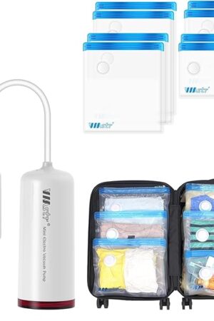 VMstr Travel Vacuum Storage Bags with Electric Pump (USB Pump + 8 Combo Bags)