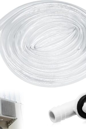10Ft Portable Air Conditioner Drain Hose, 3/5 Inch Leakproof AC Drain Hose Kit, Universal AC Drain Hose Drain Pipe Replacement with Hose Connector and Clamp, Window Air Conditioner Unit Parts