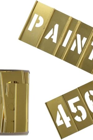 Deezio 1" Brass 46 Pieces Interlocking Stencil Set of Numbers and Letters Kit