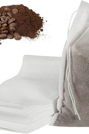 50pcs No Mess Cold Brew Bags, 4x6 inch Disposable Coffee Filter Bag Fine Mesh Brewing Drawstring Pouches for Iced Coffee Hot Tea Herb Spice