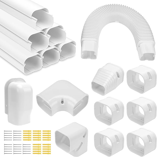 Cenipar 3" W 11Ft Mini Split Line Set Cover Weather-Resistant, Durable Protection for Mini Split AC and Heat Pump Systems, Easy Installation (White)