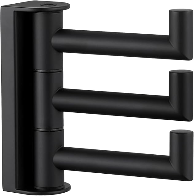 Angle Simple Stainless Steel Wall Towel Hook 3 Arms Matte Black