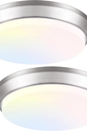 13 Inch Dimmable LED Ceiling Light Fixture, 4000 Lumens Super Bright 36W Flush Mount Ceiling Light, 2700K/3000K/4000K/5000K/6500K Adjustable Modern Ceiling Lamps for Bedroom Kitchen Bathroom, 2 Packs