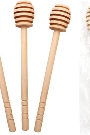 BLUE TOP 20PCS Wooden Honey Dipper Stick 6 Inch Individually Wrapped Honey Stirrer Stick,Honeycomb Sticks,Honey Wand for Honey Jar Dispense Drizzle Honey and Wedding Party Favors Gift.