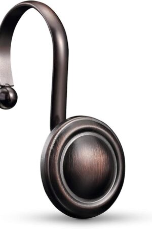 CHICTIE Bronze Shower Curtain Hooks Rings,Oil Rubbed Decorative Shower Curtain Hooks,Rustproof Vintage Shower Hooks for Bathroom,Set of 12 (Oil-Rubbed Bronze)