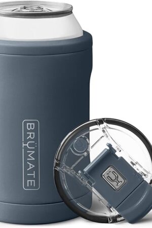 BrüMate Hopsulator Duo 2-in-1 Can Cooler Insulated for 12oz Cans + 100% Leak Proof Tumbler with Lid | Can Insulated for Hard Seltzer, Beer, Soda and Energy Drinks
